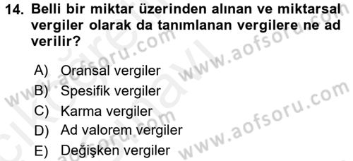 İktisada Giriş 1 Dersi 2017 - 2018 Yılı 3 Ders Sınav Soruları 14. Soru