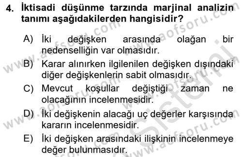 İktisada Giriş 1 Dersi 2017 - 2018 Yılı (Vize) Ara Sınav Soruları 4. Soru
