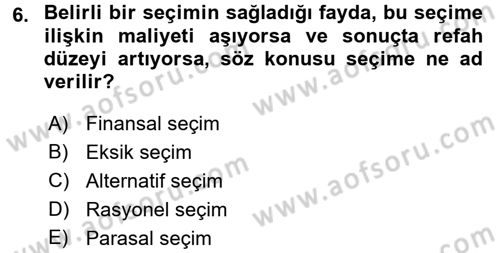 İktisada Giriş 1 Dersi 2017 - 2018 Yılı (Vize) Ara Sınav Soruları 6. Soru