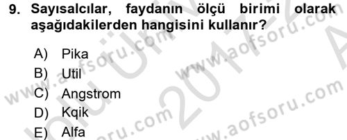 İktisada Giriş 1 Dersi 2017 - 2018 Yılı (Vize) Ara Sınav Soruları 9. Soru