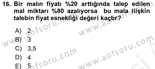 İktisada Giriş 1 Dersi 2018 - 2019 Yılı (Vize) Ara Sınav Soruları 16. Soru