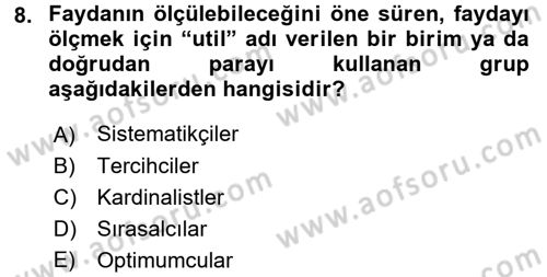 İktisada Giriş 1 Dersi 2018 - 2019 Yılı (Vize) Ara Sınav Soruları 8. Soru
