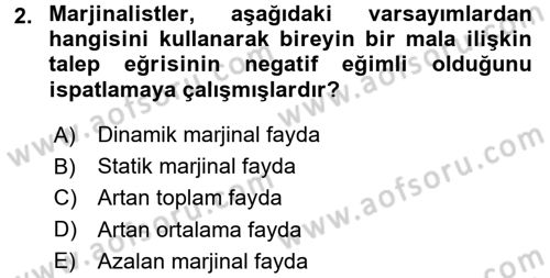 İktisada Giriş 1 Dersi 2018 - 2019 Yılı (Final) Dönem Sonu Sınav Soruları 2. Soru