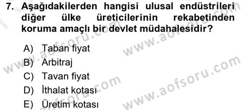İktisada Giriş 1 Dersi 2018 - 2019 Yılı (Final) Dönem Sonu Sınav Soruları 7. Soru