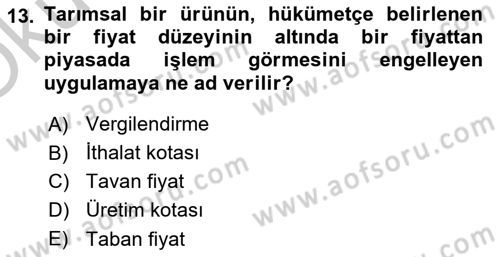 İktisada Giriş 1 Dersi 2018 - 2019 Yılı Yaz Okulu Sınav Soruları 13. Soru