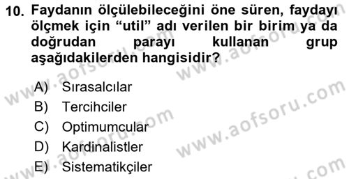 İktisada Giriş 1 Dersi 2021 - 2022 Yılı (Vize) Ara Sınav Soruları 10. Soru