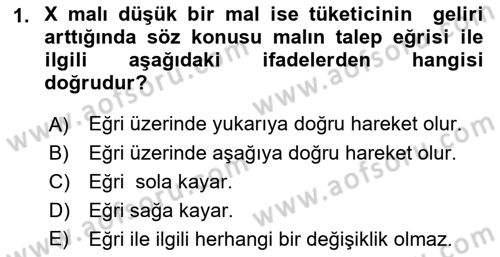 İktisada Giriş 1 Dersi 2021 - 2022 Yılı (Final) Dönem Sonu Sınav Soruları 1. Soru