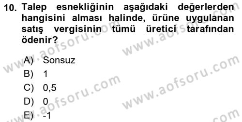 İktisada Giriş 1 Dersi 2021 - 2022 Yılı (Final) Dönem Sonu Sınav Soruları 10. Soru