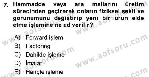 İktisada Giriş 1 Dersi 2021 - 2022 Yılı (Final) Dönem Sonu Sınav Soruları 7. Soru