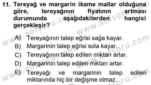 İktisada Giriş 1 Dersi 2022 - 2023 Yılı (Vize) Ara Sınav Soruları 11. Soru