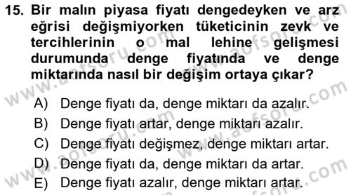 İktisada Giriş 1 Dersi 2022 - 2023 Yılı (Vize) Ara Sınav Soruları 15. Soru