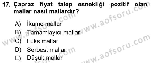 İktisada Giriş 1 Dersi 2022 - 2023 Yılı (Vize) Ara Sınav Soruları 17. Soru