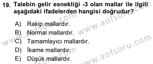 İktisada Giriş 1 Dersi 2022 - 2023 Yılı (Vize) Ara Sınav Soruları 19. Soru