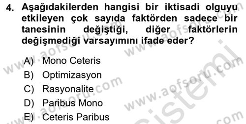 İktisada Giriş 1 Dersi 2022 - 2023 Yılı (Vize) Ara Sınav Soruları 4. Soru