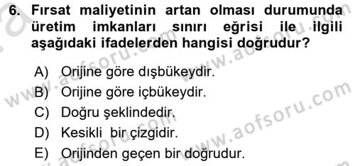 İktisada Giriş 1 Dersi 2022 - 2023 Yılı (Vize) Ara Sınav Soruları 6. Soru