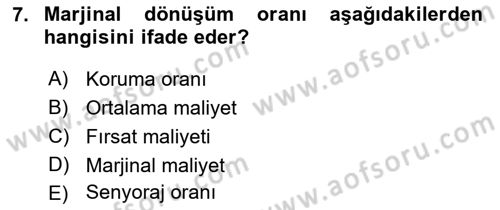 İktisada Giriş 1 Dersi 2022 - 2023 Yılı (Vize) Ara Sınav Soruları 7. Soru