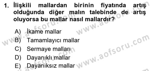 İktisada Giriş 1 Dersi 2022 - 2023 Yılı (Final) Dönem Sonu Sınav Soruları 1. Soru