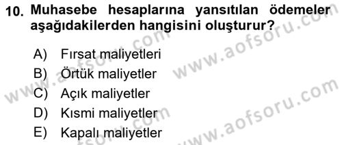 İktisada Giriş 1 Dersi 2022 - 2023 Yılı (Final) Dönem Sonu Sınav Soruları 10. Soru