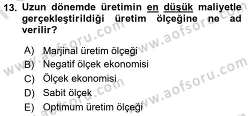 İktisada Giriş 1 Dersi 2022 - 2023 Yılı (Final) Dönem Sonu Sınav Soruları 13. Soru