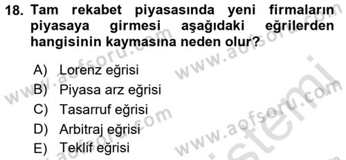 İktisada Giriş 1 Dersi 2022 - 2023 Yılı (Final) Dönem Sonu Sınav Soruları 18. Soru