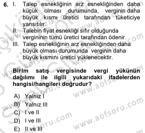 İktisada Giriş 1 Dersi 2022 - 2023 Yılı (Final) Dönem Sonu Sınav Soruları 6. Soru