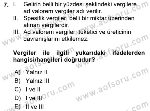 İktisada Giriş 1 Dersi 2022 - 2023 Yılı (Final) Dönem Sonu Sınav Soruları 7. Soru