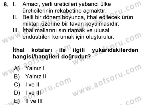 İktisada Giriş 1 Dersi 2022 - 2023 Yılı (Final) Dönem Sonu Sınav Soruları 8. Soru