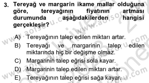 İktisada Giriş 1 Dersi 2023 - 2024 Yılı (Final) Dönem Sonu Sınav Soruları 3. Soru
