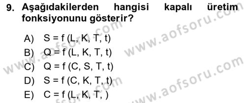 İktisada Giriş 1 Dersi 2023 - 2024 Yılı (Final) Dönem Sonu Sınav Soruları 9. Soru