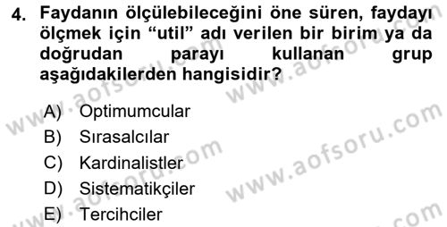 İktisada Giriş 1 Dersi 2023 - 2024 Yılı Yaz Okulu Sınav Soruları 4. Soru