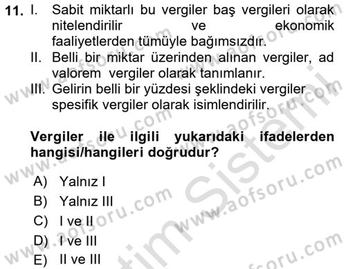 İktisada Giriş 1 Dersi 2024 - 2025 Yılı Yaz Okulu Sınav Soruları 11. Soru