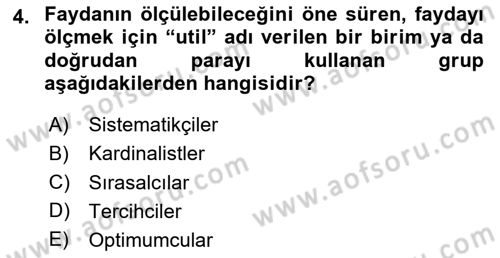 İktisada Giriş 1 Dersi 2024 - 2025 Yılı Yaz Okulu Sınav Soruları 4. Soru