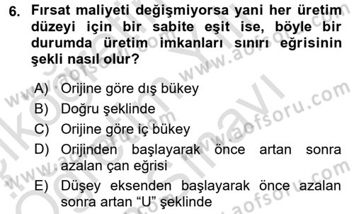 İktisada Giriş 1 Dersi 2025 - 2026 Yılı (Vize) Ara Sınav Soruları 6. Soru