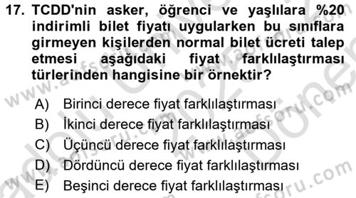 İktisada Giriş 1 Dersi 2025 - 2026 Yılı (Final) Dönem Sonu Sınav Soruları 17. Soru
