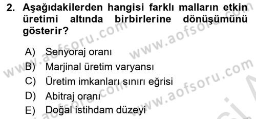 İktisada Giriş 1 Dersi 2025 - 2026 Yılı (Final) Dönem Sonu Sınav Soruları 2. Soru