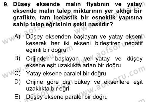 İktisada Giriş 1 Dersi 2025 - 2026 Yılı Yaz Okulu Sınav Soruları 9. Soru