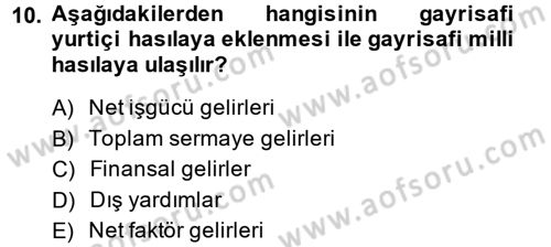 İktisada Giriş 2 Dersi 2013 - 2014 Yılı (Vize) Ara Sınavı 10. Soru