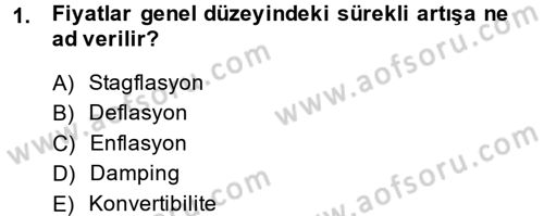 İktisada Giriş 2 Dersi 2014 - 2015 Yılı (Final) Dönem Sonu Sınavı 1. Soru