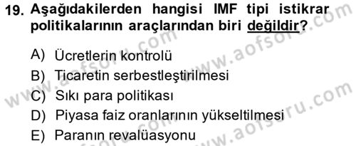 İktisada Giriş 2 Dersi 2014 - 2015 Yılı Tek Ders Sınav Soruları 19. Soru