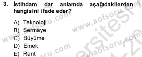İktisada Giriş 2 Dersi 2014 - 2015 Yılı Tek Ders Sınav Soruları 3. Soru