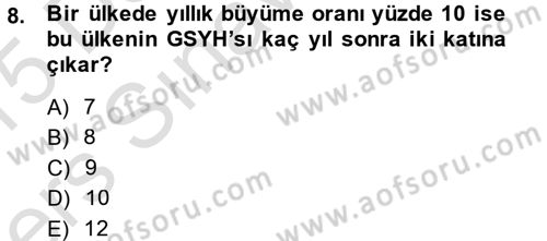 İktisada Giriş 2 Dersi 2014 - 2015 Yılı Tek Ders Sınav Soruları 8. Soru