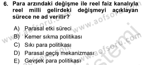 İktisada Giriş 2 Dersi 2015 - 2016 Yılı (Final) Dönem Sonu Sınav Soruları 6. Soru