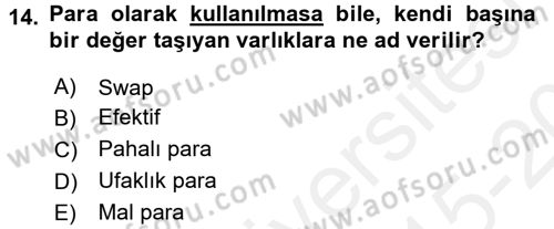İktisada Giriş 2 Dersi 2015 - 2016 Yılı Tek Ders Sınav Soruları 14. Soru