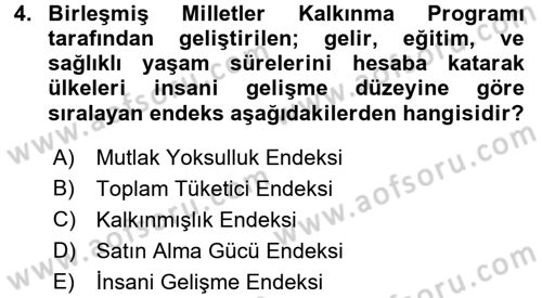 İktisada Giriş 2 Dersi 2017 - 2018 Yılı 3 Ders Sınavı 4. Soru