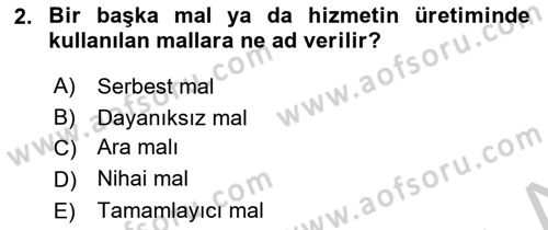 İktisada Giriş 2 Dersi 2018 - 2019 Yılı Yaz Okulu Sınavı 2. Soru