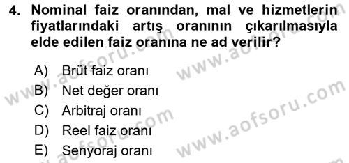 İktisada Giriş 2 Dersi 2018 - 2019 Yılı Yaz Okulu Sınav Soruları 4. Soru