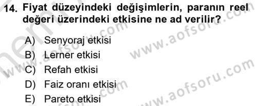 İktisada Giriş 2 Dersi 2021 - 2022 Yılı (Vize) Ara Sınavı 14. Soru