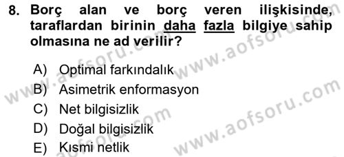 İktisada Giriş 2 Dersi 2022 - 2023 Yılı Yaz Okulu Sınav Soruları 8. Soru