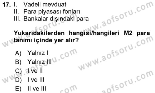 İktisada Giriş 2 Dersi 2023 - 2024 Yılı (Vize) Ara Sınavı 17. Soru