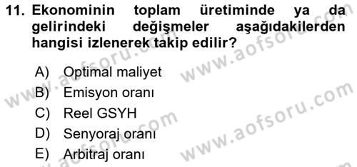 İktisada Giriş 2 Dersi 2024 - 2025 Yılı (Vize) Ara Sınav Soruları 11. Soru